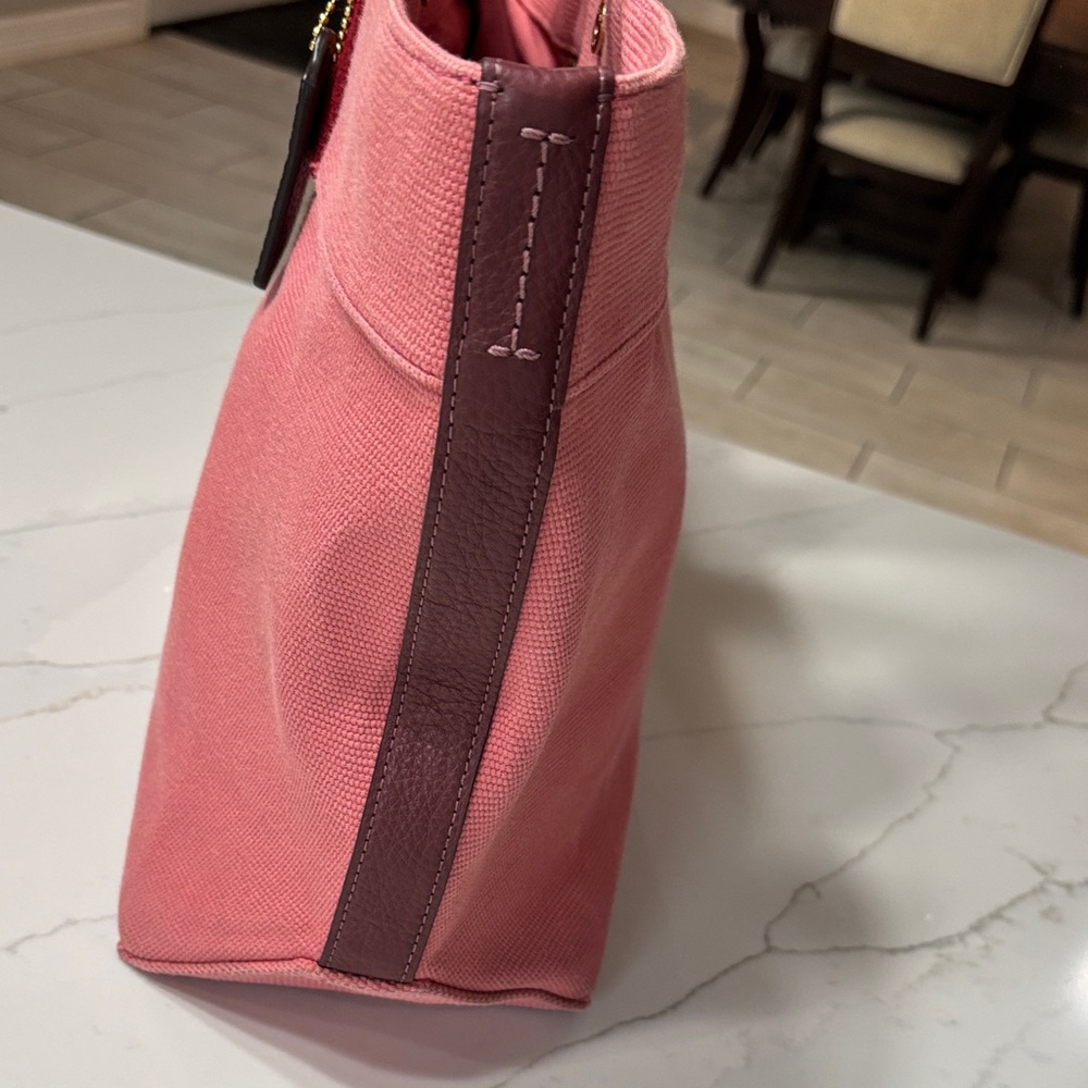 Coach Pink Tote with Red and Orange Straps - Picture 6 of 17
